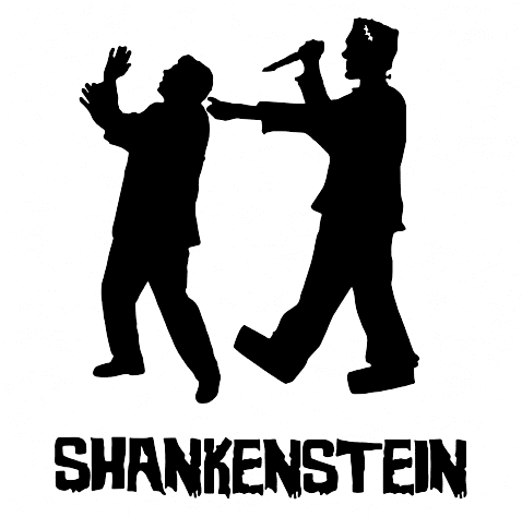 funny prion shank frankenstein mashup white t-shirt