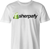 Shopify e-commerce sherpa parody t-shirt men's white  