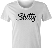 funny shitty sharpie parody white t-shirt women's
