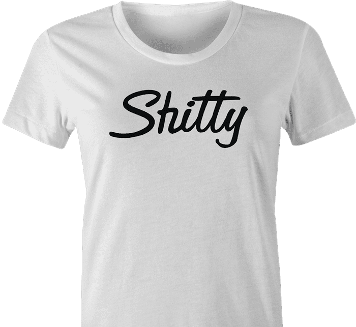 funny shitty sharpie parody white t-shirt women's