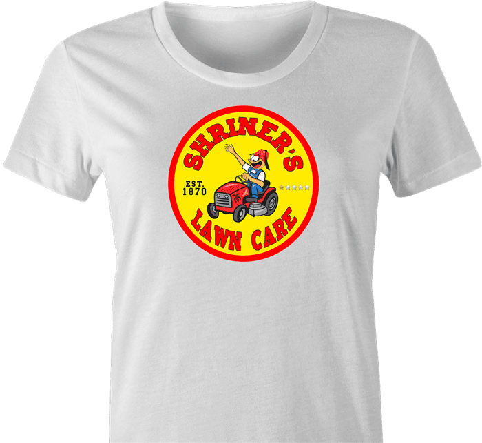 funny Shriners Lawn Care Google Review Parody - Jokers parody women's t-shirt white 