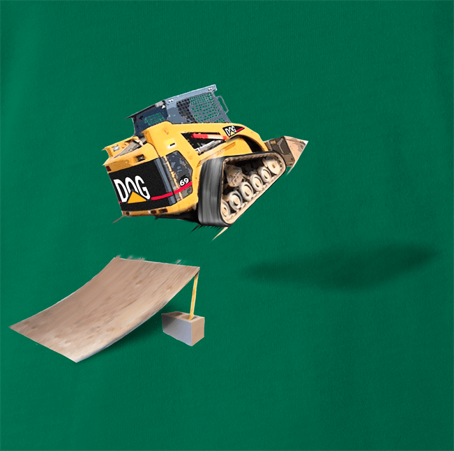 funny Awesome Bulldozer Ramp Jump - Skid Steer Jumper kelly green t-shirt