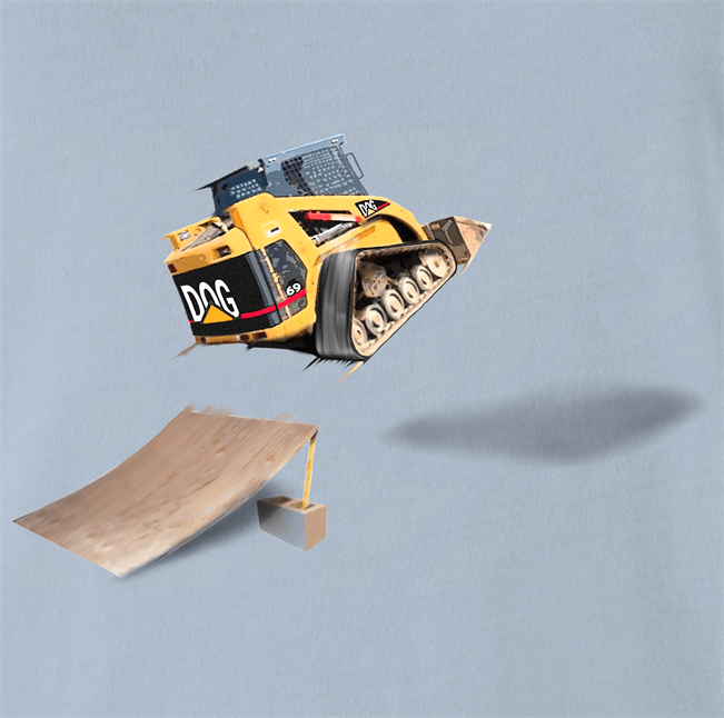 funny Awesome Bulldozer Ramp Jump - Skid Steer Jumper light Blue t-shirt