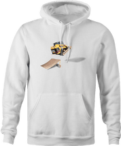funny Awesome Bulldozer Ramp Jump - Skid Steer Jumper white hoodie