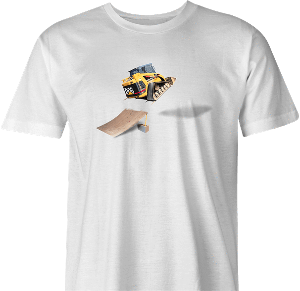 funny Awesome Bulldozer Ramp Jump - Skid Steer Jumper white men's t-shirt
