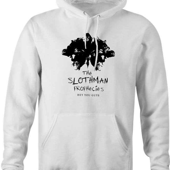 funny sloth from goonies mothman prophecies mashup hoodie men's white 