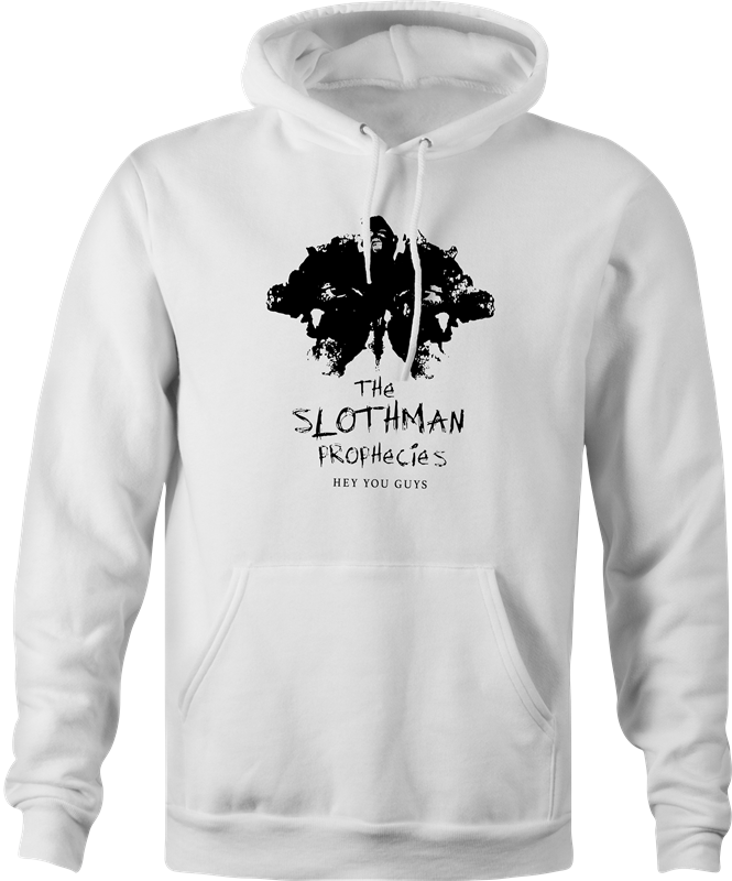 funny sloth from goonies mothman prophecies mashup hoodie men's white 