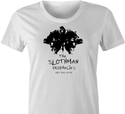funny sloth from goonies mothman prophecies mashup t-shirt women's white 