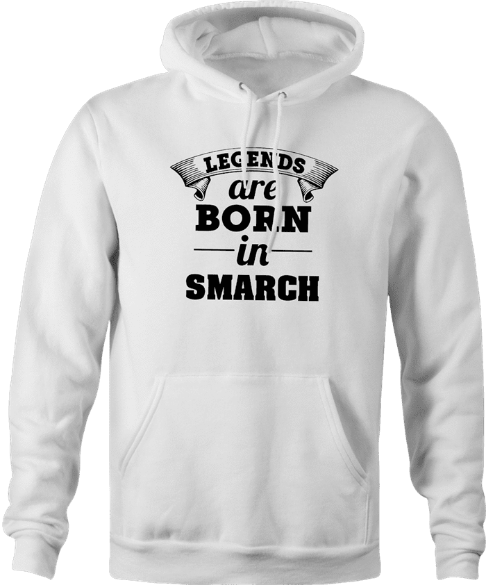 funny Legends are born in smarch the simpsons t-shirt white men's hoodie