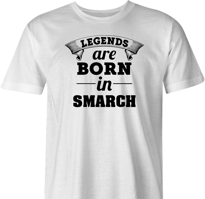 funny Legends are born in smarch the simpsons t-shirt white men's 