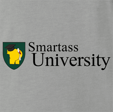 funny Smartass University t-shirt grey
