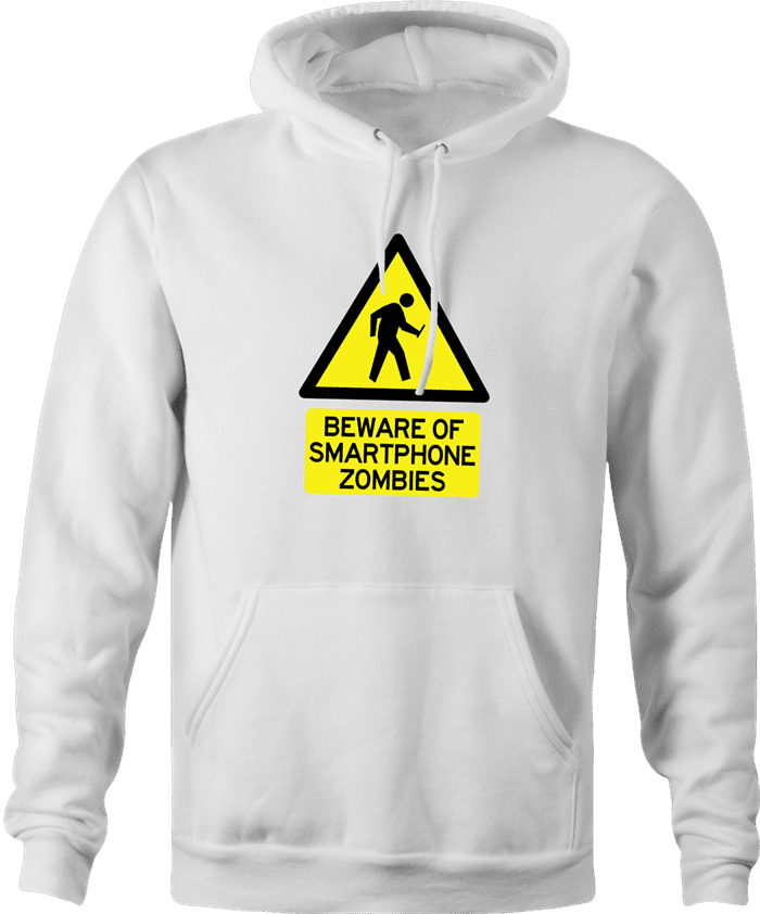 Zombie Walking With Cellphone funny hoodie white  