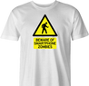 Zombie Walking With Cellphone funny t-shirt men's white  