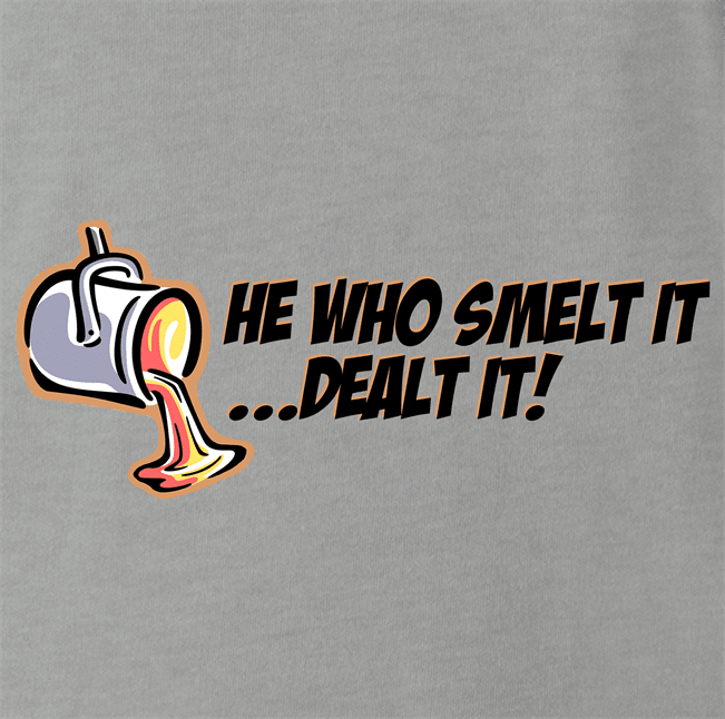 funny FindingFast Hot Rods By Troy He Who Smelt It Delt It Parody ash grey t-shirt