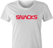 funny nasa snacks parody logo t-shirt women's white