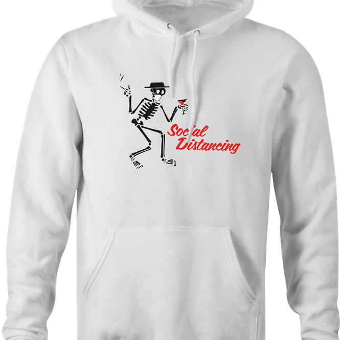 funny Social Distancing for COVID-19 Parody white hoodie