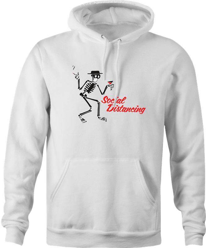 funny Social Distancing for COVID-19 Parody white hoodie