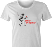 funny Social Distancing for COVID-19 Parody white women's t-shirt