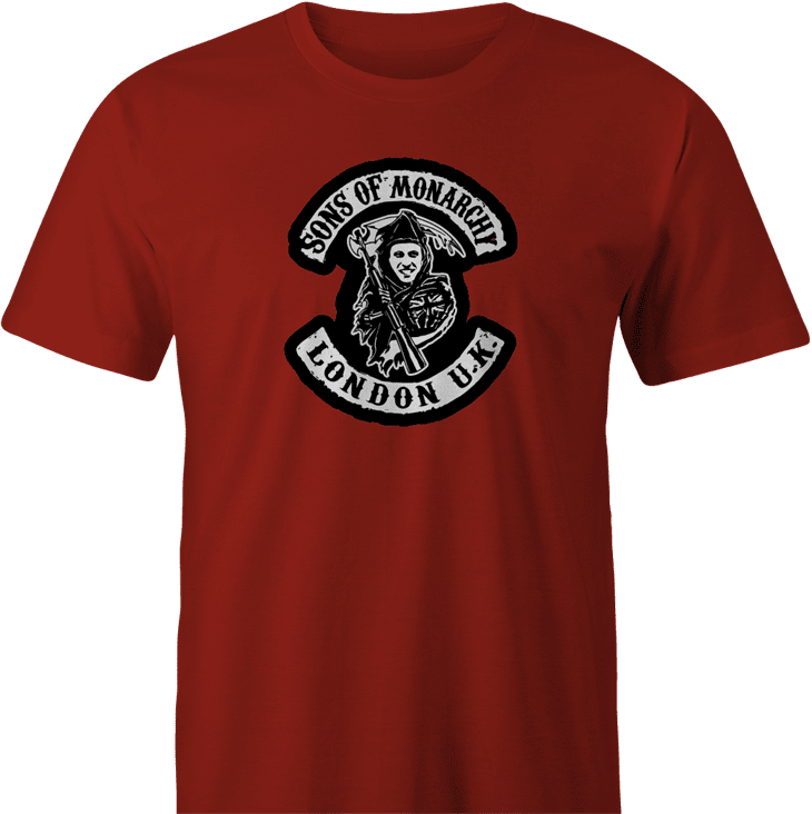 Funny prince william monarchy sons of anarchy men's red t-shirt 