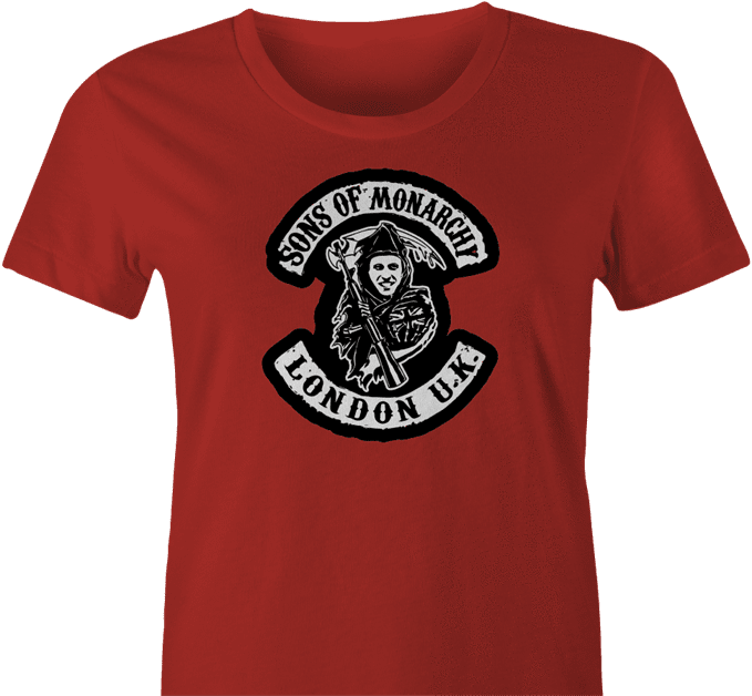 Funny prince william monarchy sons of anarchy women's red t-shirt 