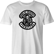 sons of anarchy kim jong il north korea men's white t-shirt 