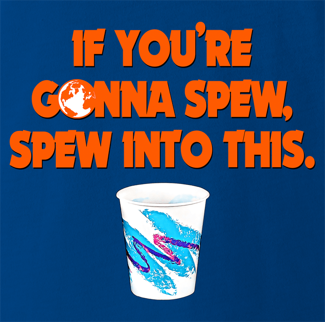 Funny Wayne's World Garth Spew Into This Royal Blue T-Shirt