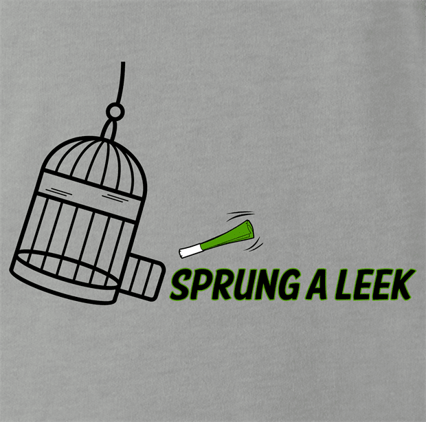 funny Spring a Leak Play On Words Sprung A Leak ash grey t-shirt