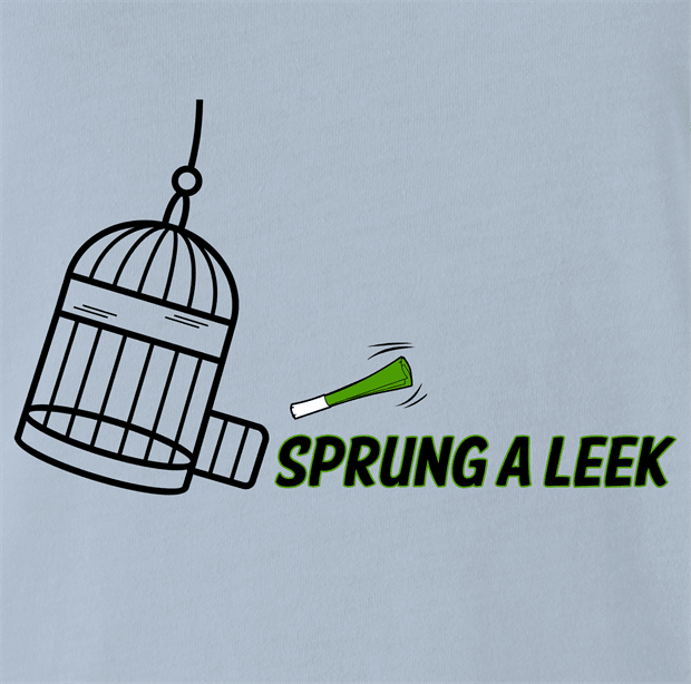 funny Spring a Leak Play On Words Sprung A Leak light Blue t-shirt