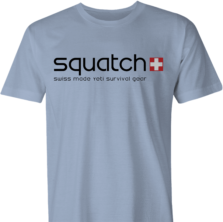 funny bigfoot squatch swatch men's light blue t-shirt 