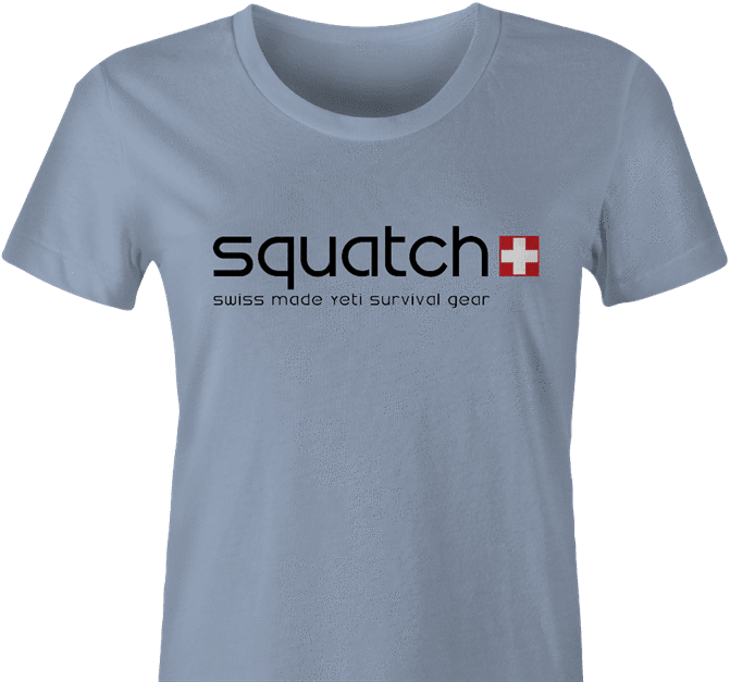 funny bigfoot squatch swatch women's light blue t-shirt 