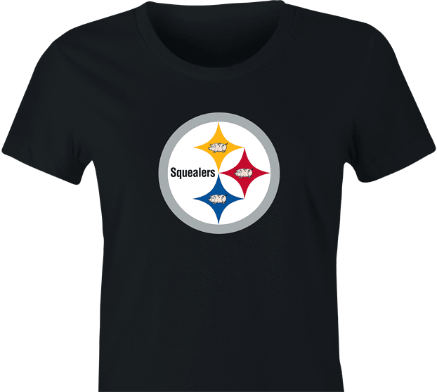 funny Pittsburgh Steelers Squealers Parody women's black