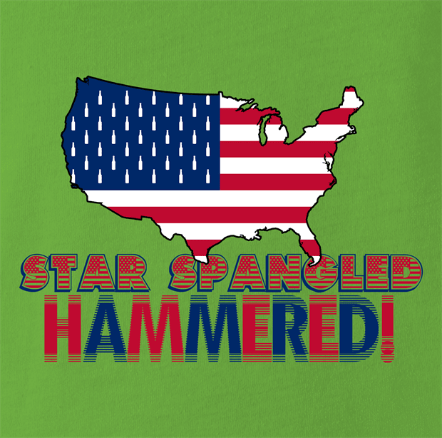 funny Star spangle hammered drinking tshirt murica! lime green t-shirt