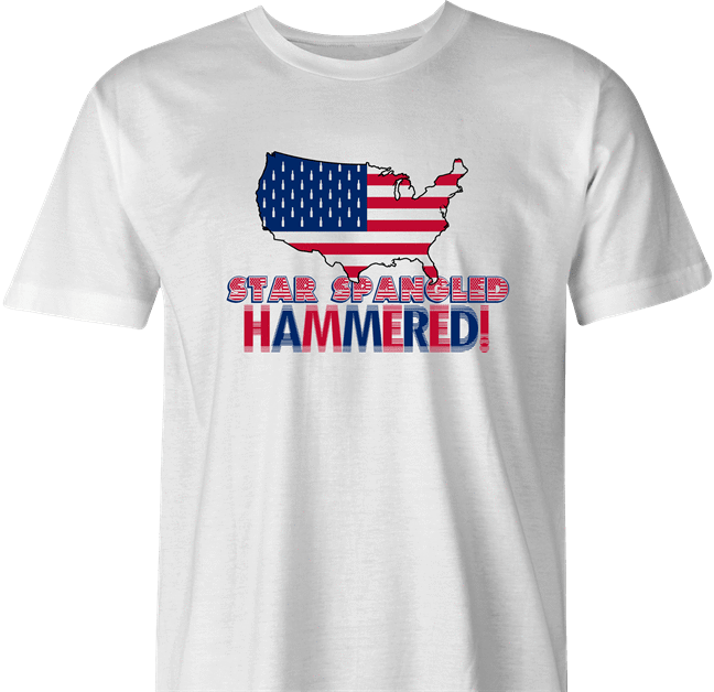 funny Star spangle hammered drinking tshirt murica! white men's t-shirt