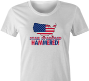 funny Star spangle hammered drinking tshirt murica! white women's t-shirt