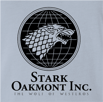 funny Wolf of Wall street Game of thrones mashup light blue t-shirt
