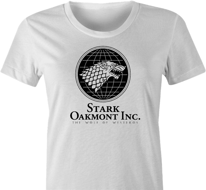 funny Wolf of Wall street Game of thrones mashup women's white t-shirt 