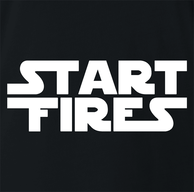 funny Start Fires Star Wars Parody black t-shirt