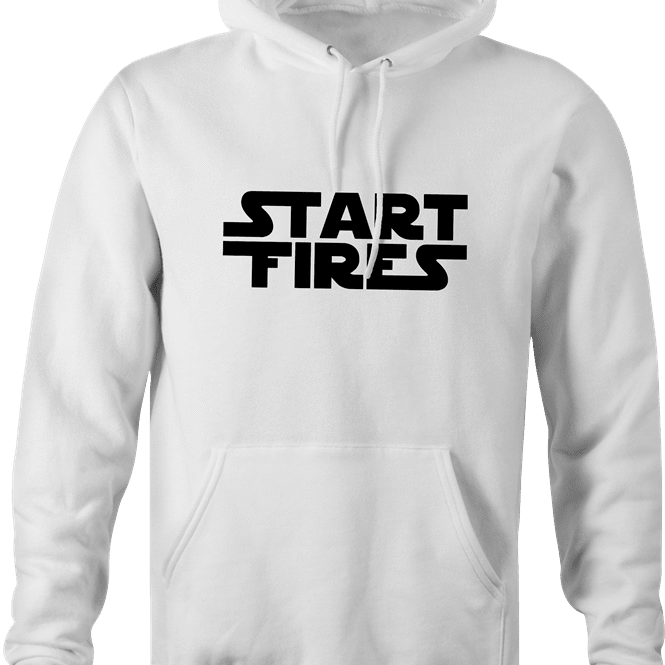 funny Start Fires Star Wars Parody white hoodie