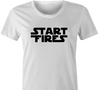 funny Start Fires Star Wars Parody white women's t-shirt