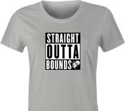 Funny Hip Hop Meets Golf Straight Out Of Bounds - Golfers With Attitude Mashup t-shirt women's Ash Grey
