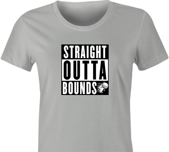 Funny Hip Hop Meets Golf Straight Out Of Bounds - Golfers With Attitude Mashup t-shirt women's Ash Grey