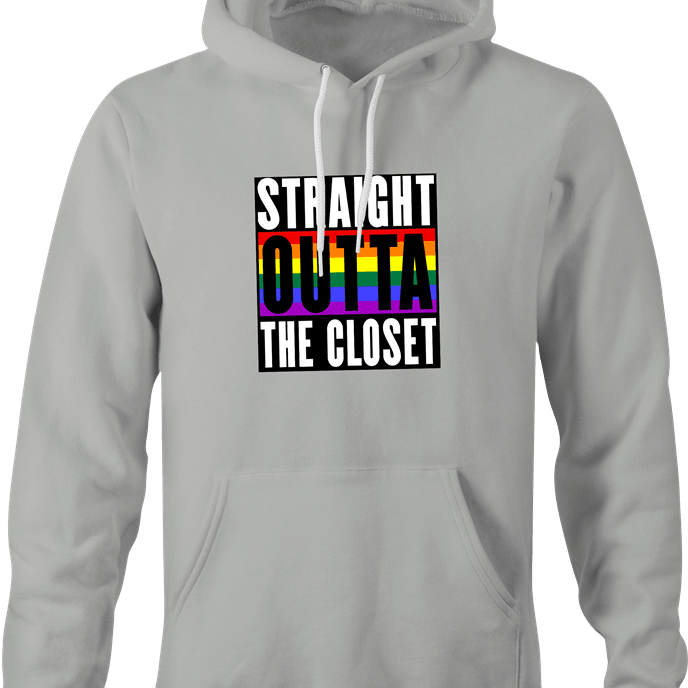 funny Straight Out Of The Closet Gay Parody t-shirt Ash Grey hoodie