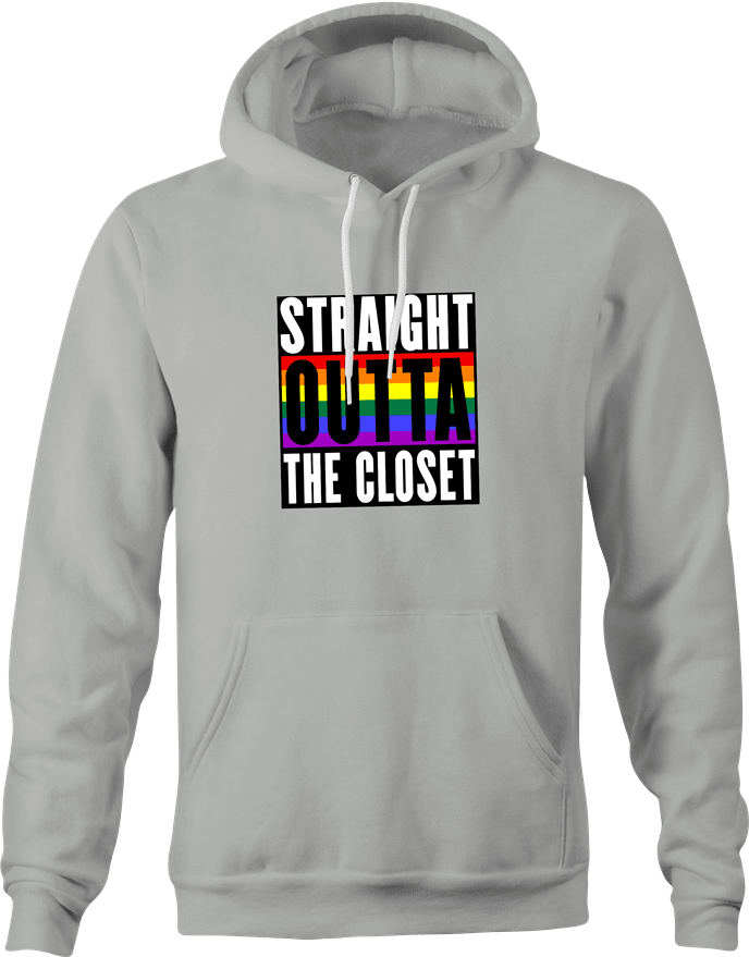 funny Straight Out Of The Closet Gay Parody t-shirt Ash Grey hoodie