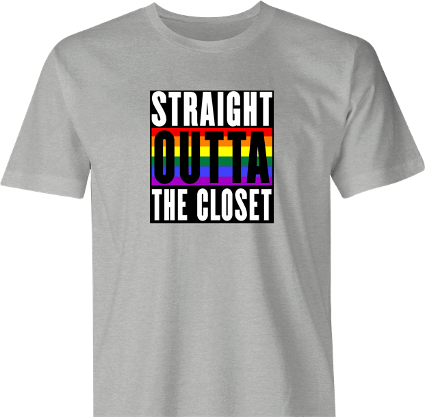 funny Straight Out Of The Closet Gay Parody men's t-shirt