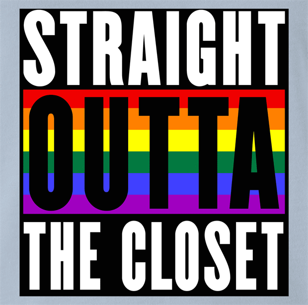 funny Straight Out Of The Closet Gay Parody light blue t-shirt