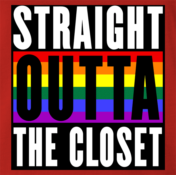 funny Straight Out Of The Closet Gay Parody red t-shirt