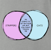 funny Strippers and Cats Overlap Graph Parody ash grey t-shirt