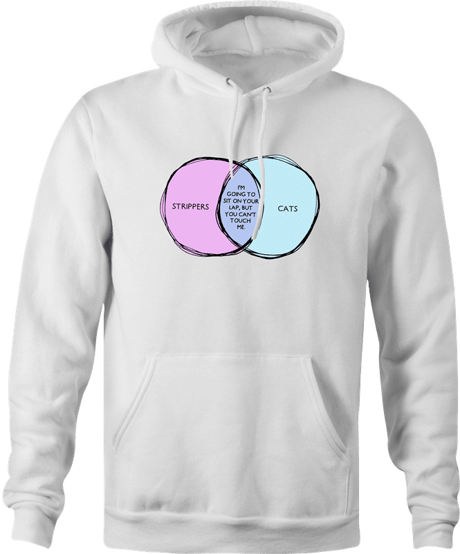 funny Strippers and Cats Overlap Graph Parody white hoodie