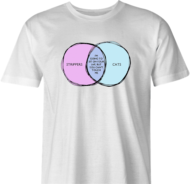 funny Strippers and Cats Overlap Graph Parody white men's t-shirt