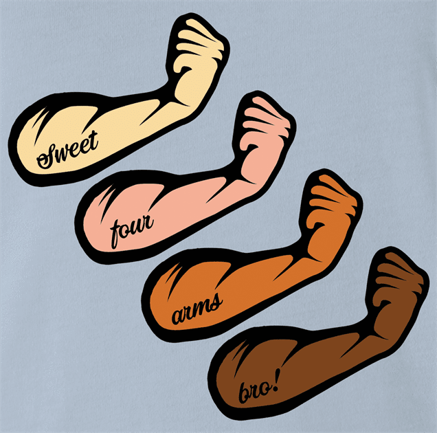 funny Forearms Four arms Play On Words Parody Light Blue t-shirt